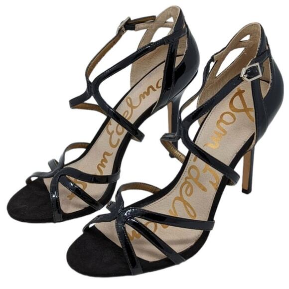 Sam Edelman Annabelle Ankle Strap Heels in Black Patent 6.5 - Picture 1 of 10